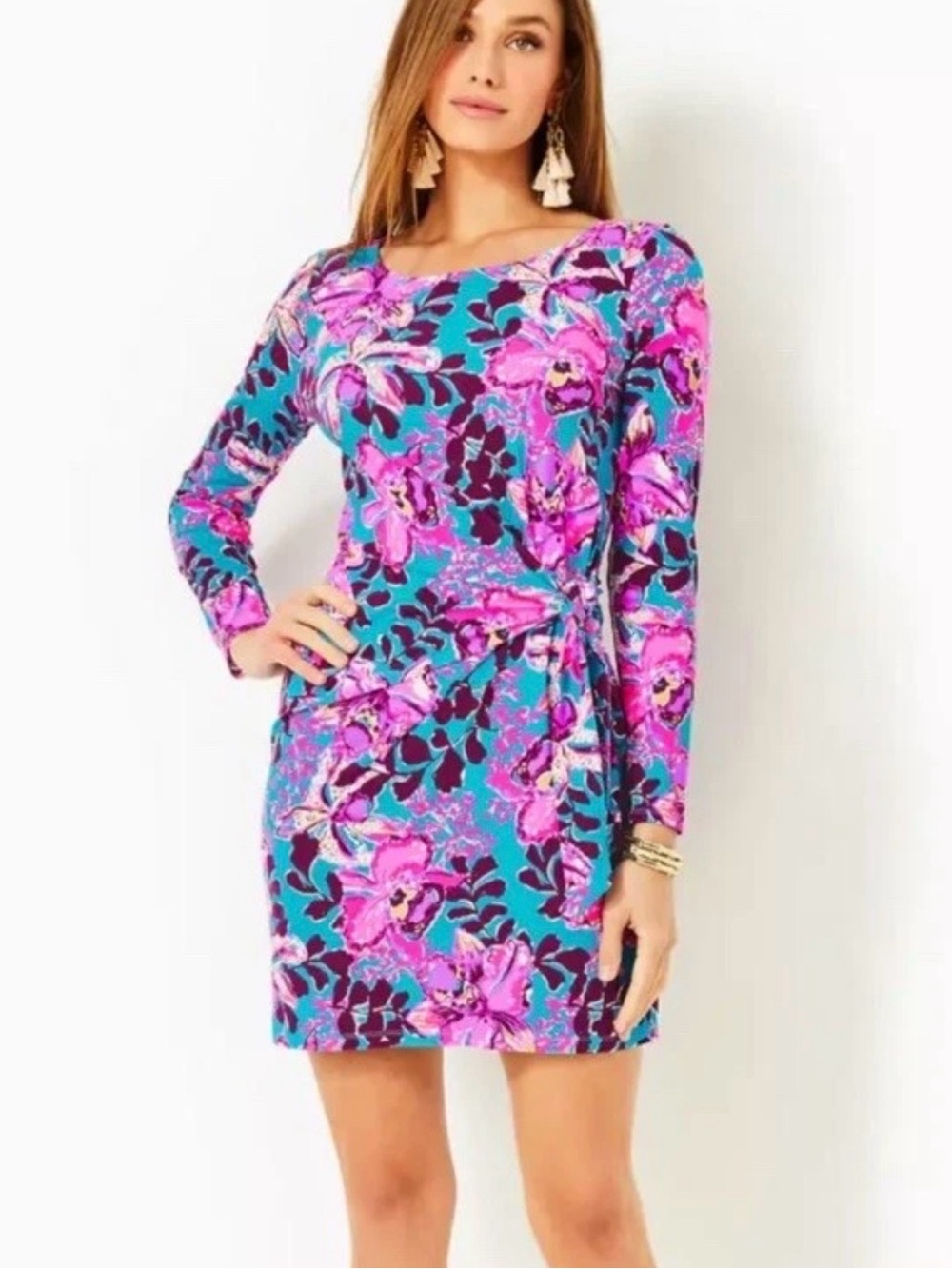 Lilly Pulitzer Bryson Dress Blue Rhapsody Orchid You Not - Picture 2 of 8